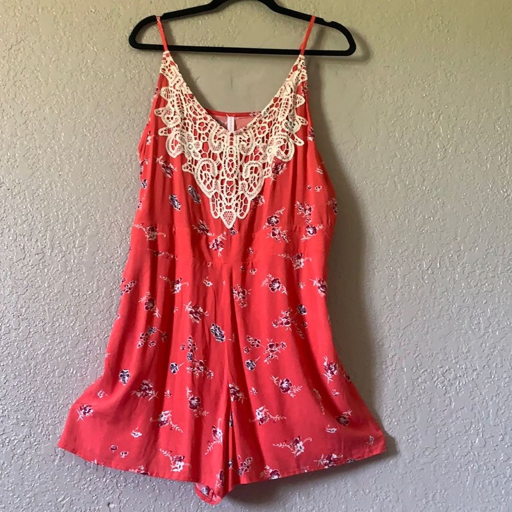 Pink floral romper